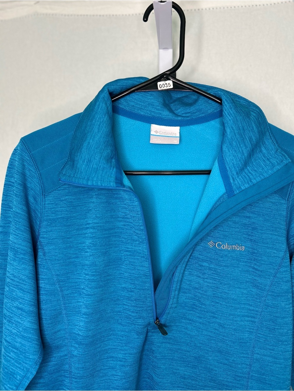Columbia Blue Heather Grid Fleece Half Zip Pullover M - Picture 4 of 7
